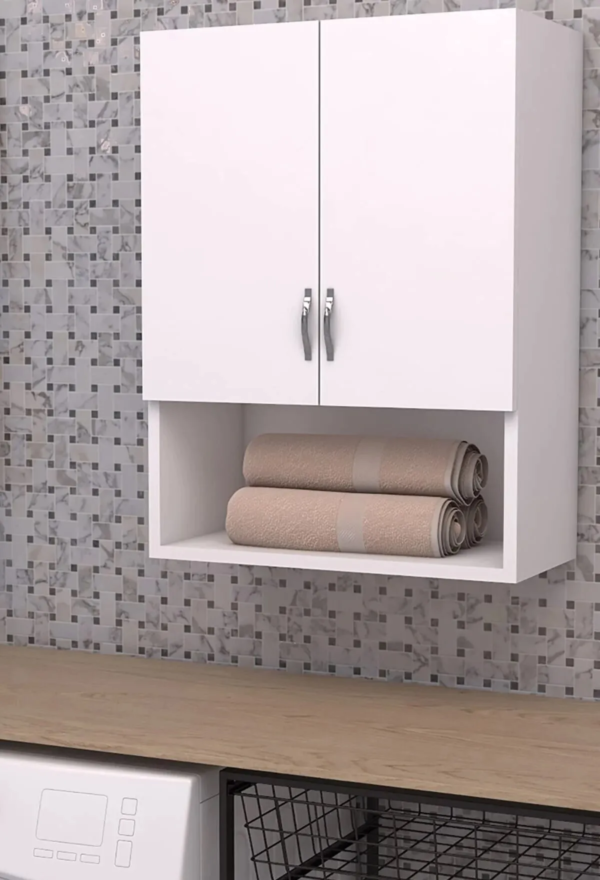 Banyo Duvar Dolabı Çamaşır Makinesi Üst Dolabı, Beyaz